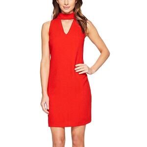 NWT London Times Womens Sleeveless Shift Choker Neckline Red Dress.  Size 10.